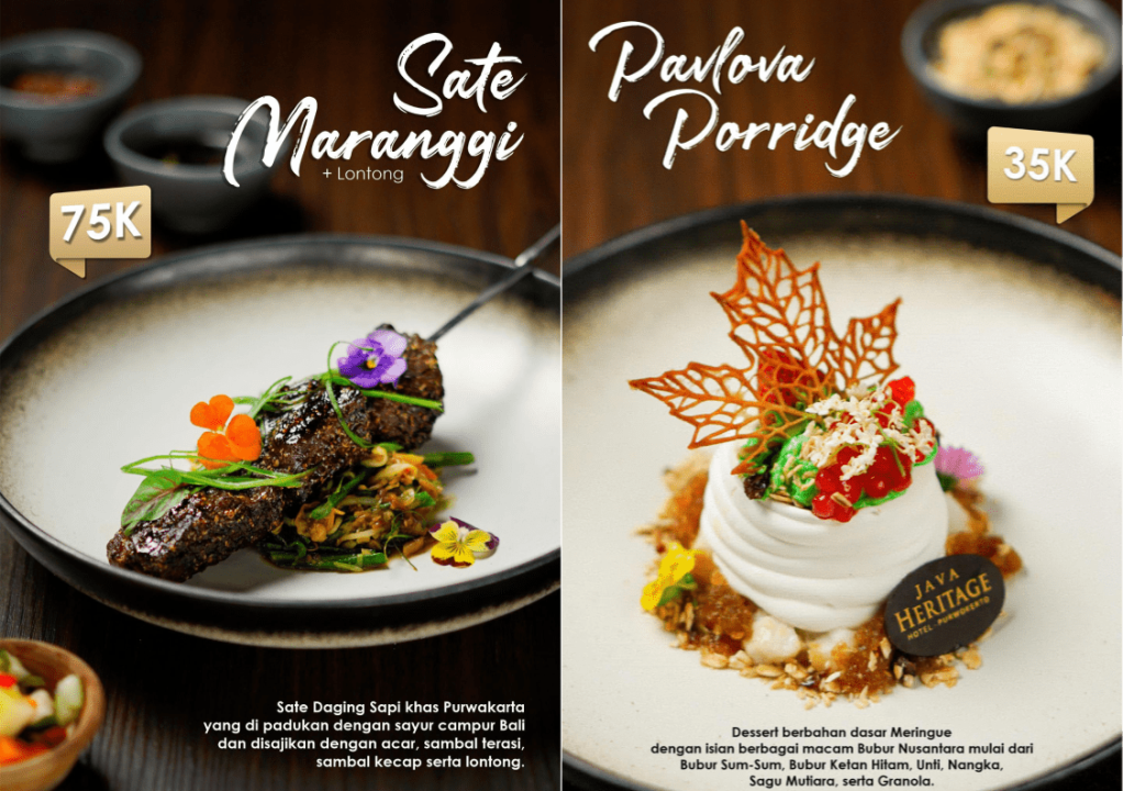 Nikmati Lezatnya Hidangan Sate Maranggi dan Uniknya Pavlova Porridge ala Java Heritage Hotel