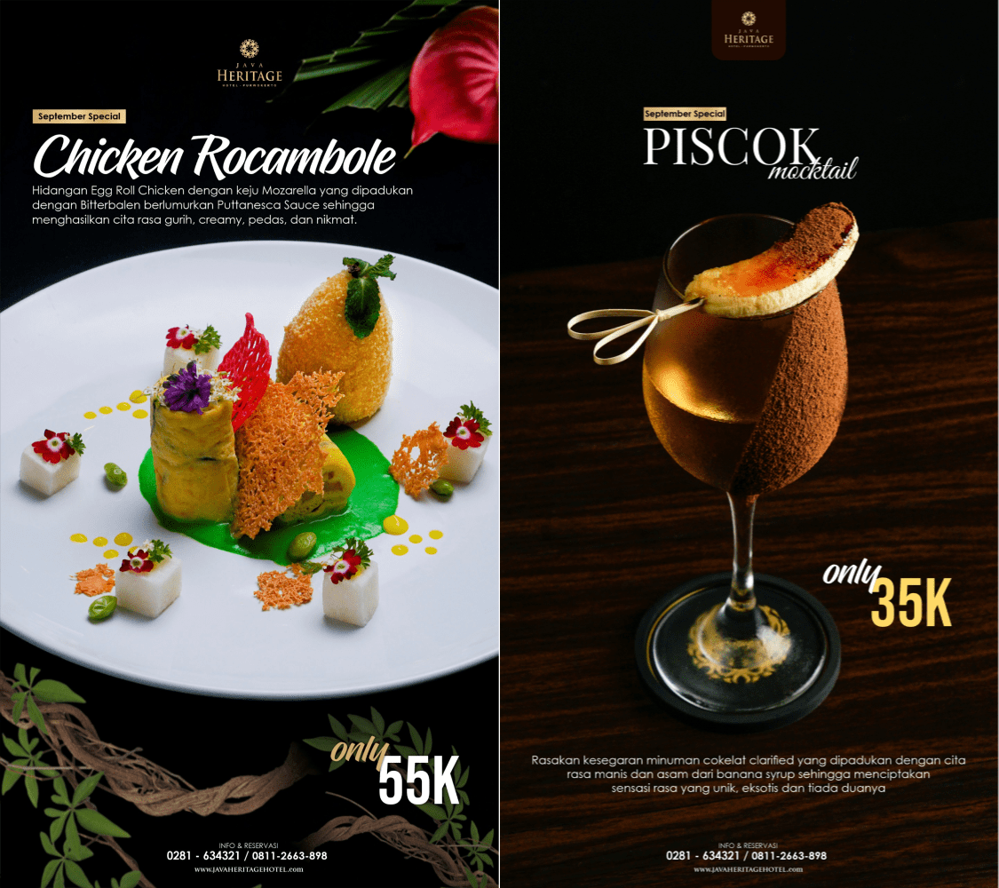 Sambut September Ceria dengan Sajian Membuncah Selera “Chicken Rocambole” dan “Piscok Mokctail” ala Java Heritage Hotel